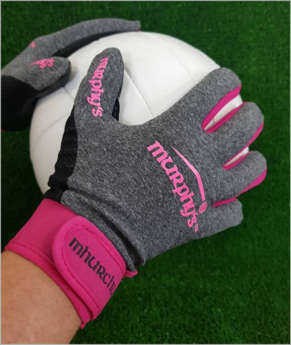 Grey & Pink Gaelic Gloves