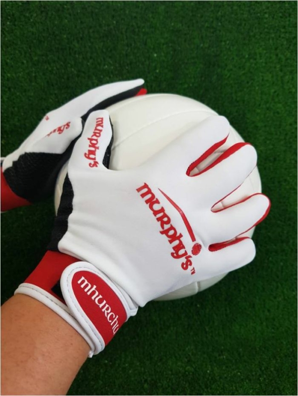 White & Red Gaelic Gloves